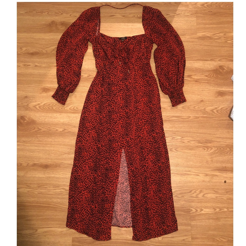 AFRM Micro Leopard Red Midi Dress